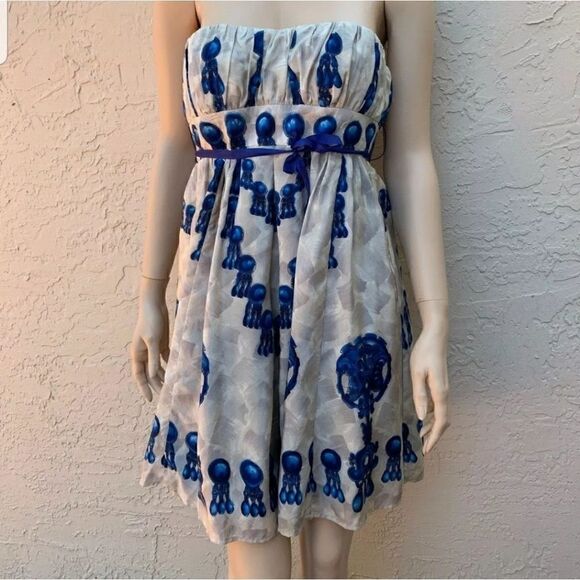 COPY - NANETTE LEPORE GORGEOUS SILK STRAPLESS DRESS SZ 2 - Picture 1 of 6